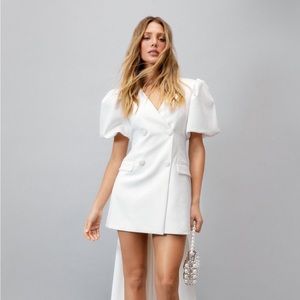 Nasty Gal Premium Tailored Wedding Dress with Attachable Train